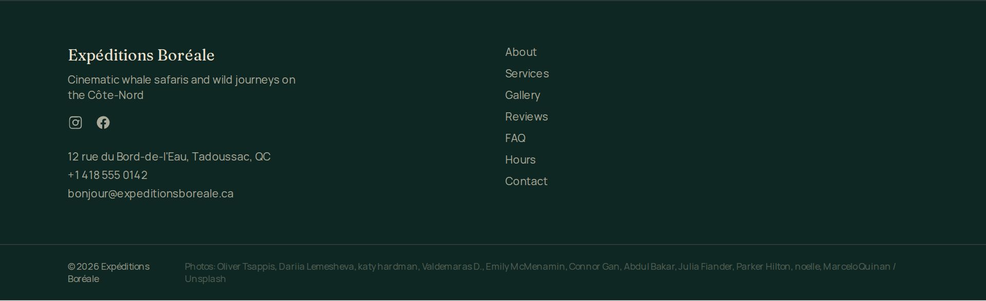A two-column footer